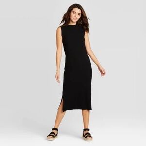 Universal Thread Sleeveless Cotton Midi Dress in Black Small